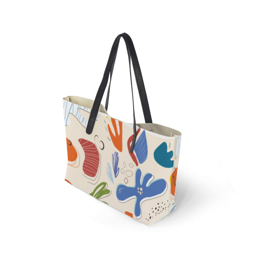 Custom Printed Leather Shopping Tote Handbag
