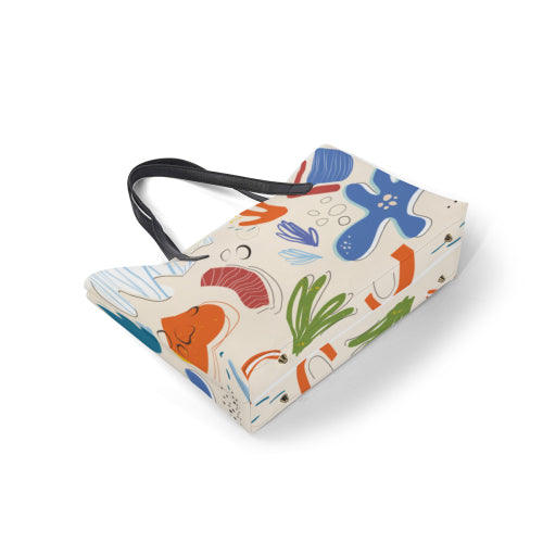Custom Printed Leather Shopping Tote Handbag