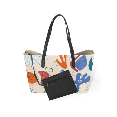 Custom Printed Leather Shopping Tote Handbag