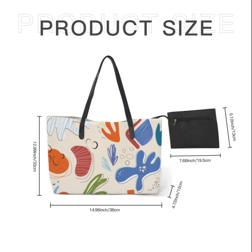 Custom Printed Leather Shopping Tote Handbag