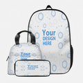 Custom Minimalist Lightweight Casual Fishbone Backpack + Handheld Insulated Lunch Bag + Pencil Case