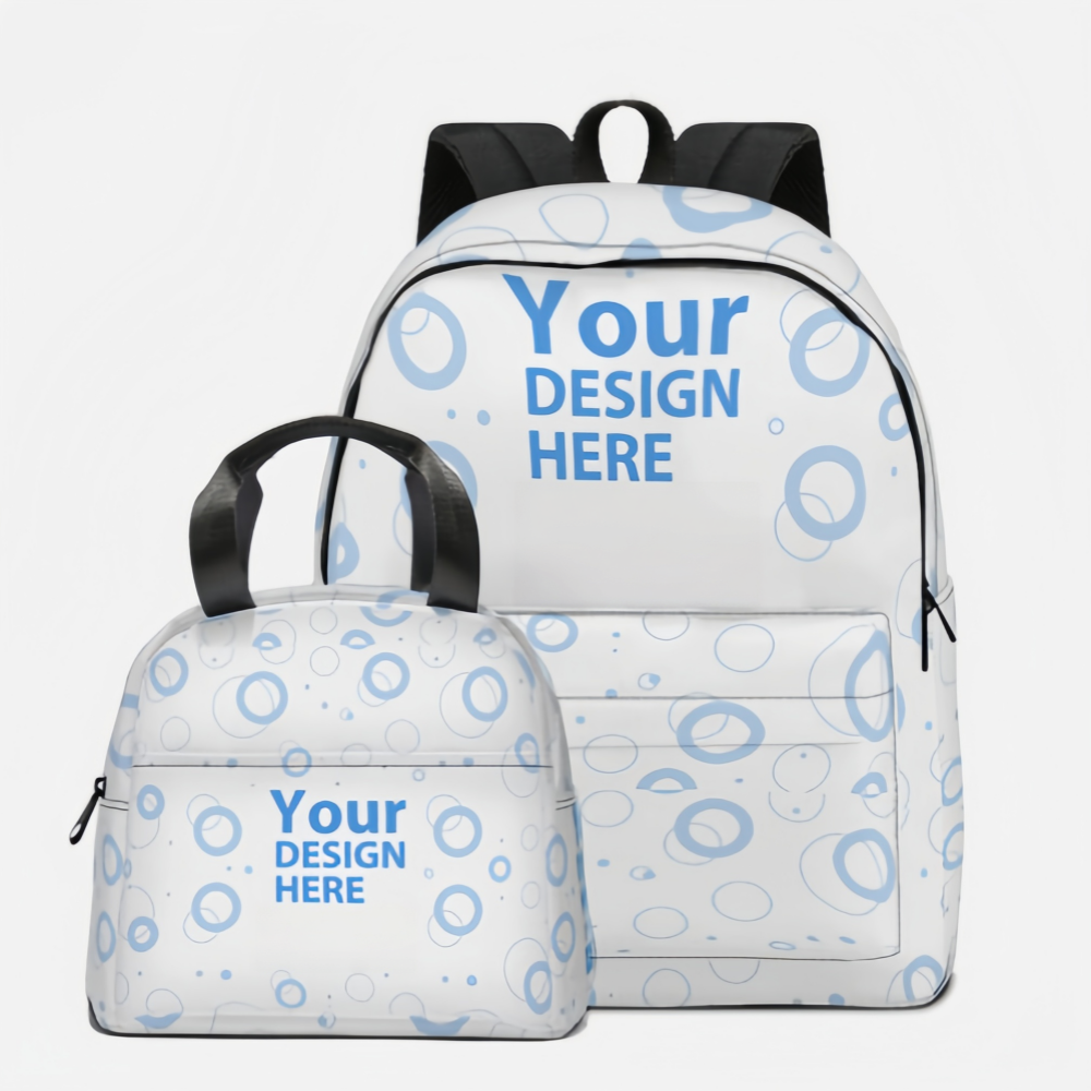 Custom Half-Panel Lightweight Student Backpack & Handheld Insulated Lunch Bag
