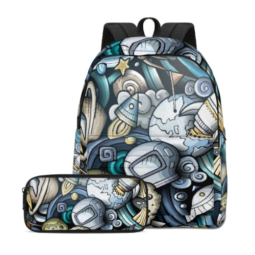 Custom Half-Panel Student Backpack with Pencil Case