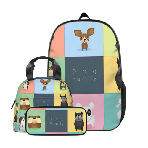 Custom Minimalist Lightweight Casual Fishbone Backpack + Handheld Insulated Lunch Bag + Pencil Case