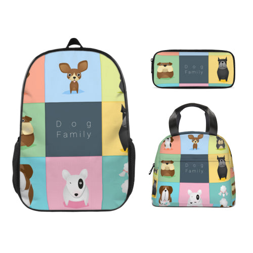 Custom Minimalist Lightweight Casual Fishbone Backpack + Handheld Insulated Lunch Bag + Pencil Case